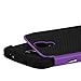 E LV Hybrid Dual Layer Armor Defender Protective Case Cover (Hard Plastic with Soft Silicon) for Samsung Galaxy S4 S IV i9500 with 1 Screen Protector, 1 Black Stylus, 1 Micro Fiber - (PURPLE)