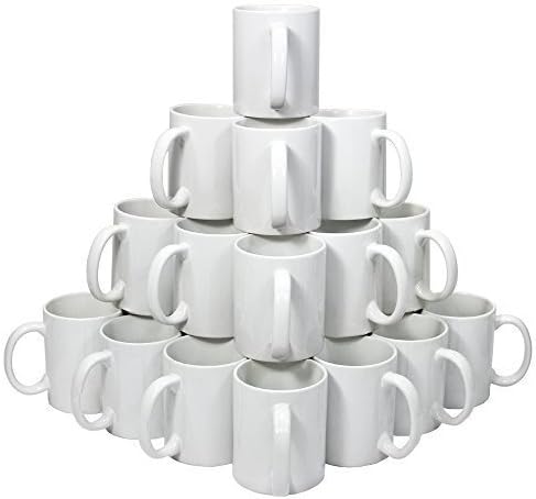 Pack of 72 Sublimation White Large Handle Coffee Mugs 11oz with Box