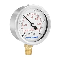 MEASUREMAN 2-1/2" dial,Glycerin Filled, Stainless