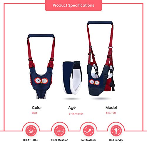 Baby Harness for Walking - Handheld Kids Walker Helper - Toddler Walking Assistant Belt - Infant Walking Wings - Child Learning Walk Support Assist Trainer Tool - for 7-24 Month Old (Blue)