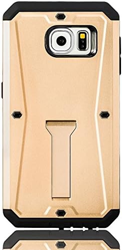 Galaxy S6, Tridefense Three-layer Rugged Protective Cover with Built in Screen Protector and Foldable Kickstand for Samsung Galaxy S6 By Coveric (Gold)