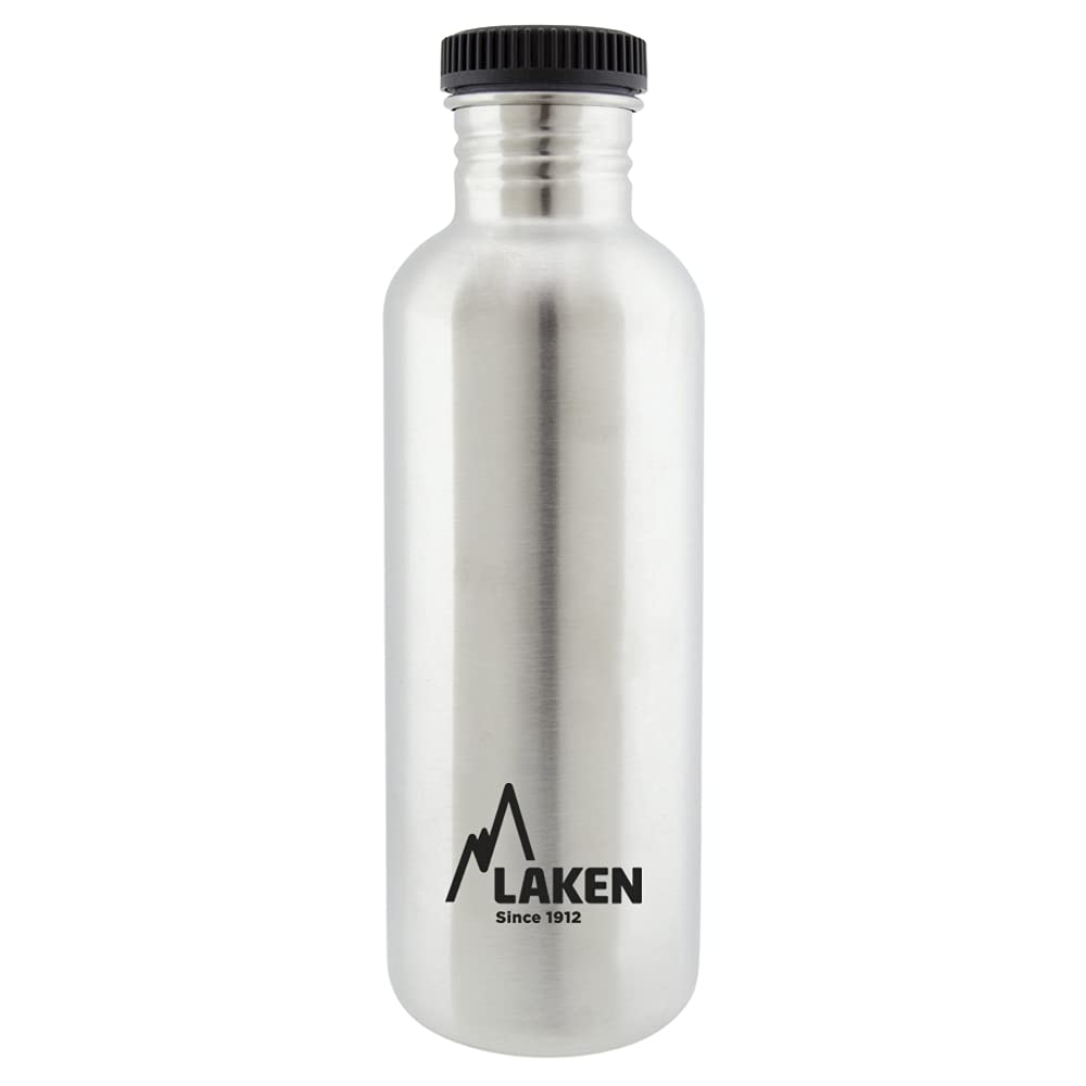 LAKEN 1 L-Cap Black Stainless Steel Bottle Basic Line 0.100, Unisex Adults