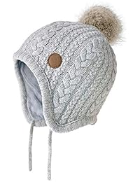 SOMALER Toddler Baby Boy Girl Winter Hat Infant Kids Ear Flap Fleece Lined Knit Beanie Fur Pom Hat