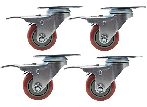Dr.luck 4 pack caster wheels swivel plate stem brake ca…