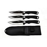 Perfect Point RC-179 Throwing Knife Set with Three Knives - Black/Silver