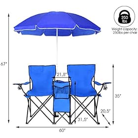 ReunionG Double Portable Camping Chairs, Blue 41FNLnrDdFL