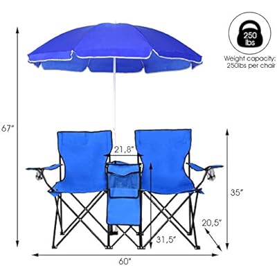 ReunionG Double Portable Camping Chairs, Blue 41FNLnrDdFL