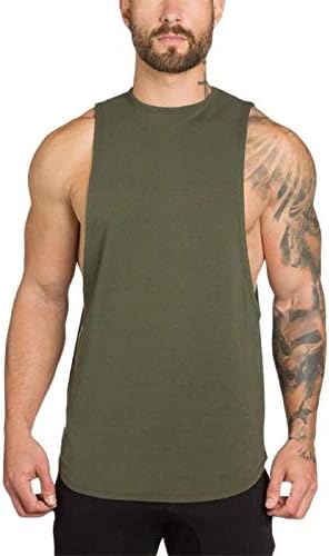 XINHUXIN Men Soild O-Neck Tank Top Gyms Bodybuilding Fitness Muscle Sleeveless Singlet Cut Out T-Shirt Vest