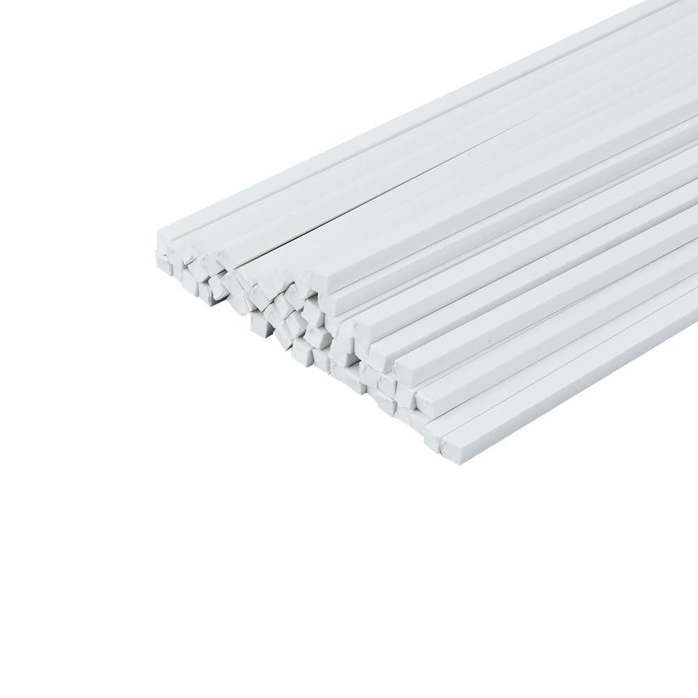 SKYPRO 50Pcs 2x2x250mm White ABS Styrene Plastic Square Bar Rods for DIY Sand Table Model, DIY Scene Making, Building Making