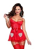 Dreamgirl Women's Heart Pocket Apron Babydoll and Panty