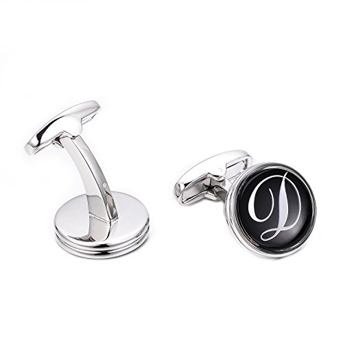 Merit Ocean Mens Letter Initial Cufflinks Alphabet Rhodium Plated Cuff Links Wedding Business A-Z
