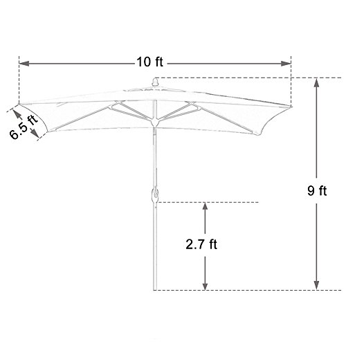 SORARA Patio Umbrella Rectangular Outdoor Market Table Umbrella with Push Button Tilt&Crank&Umbrella Cover, 6.5' x 10', Antique Beige