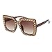 ROYAL GIRL Sunglasses For Women Oversized Square Luxury Crystal Frame Brand Designer Fashion Glasses (Brown-Gradient, 67)