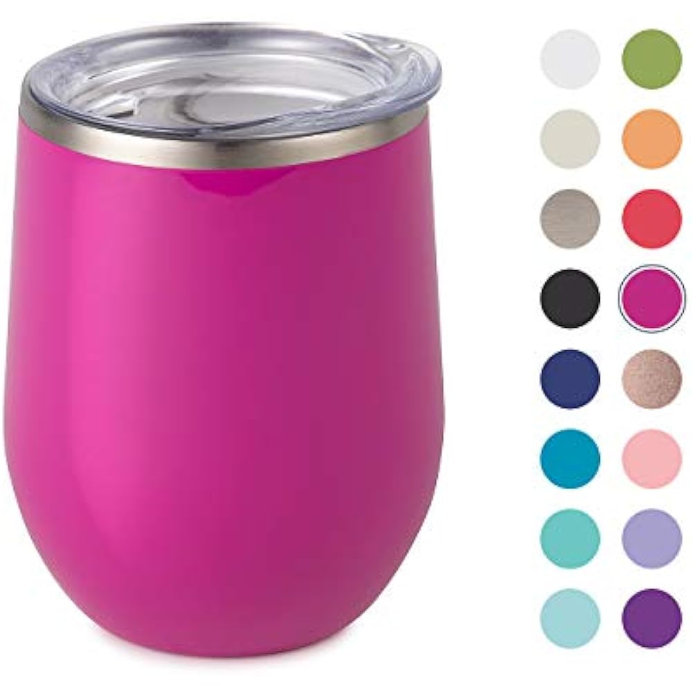 Maars Bev Stainless Steel Stemless Wine Glass Tumbler Lid, Vacuum