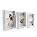 Afuly White Picture Frames 4x6 5x7 and 6x8 Three Display Shadow Box Design Deep Cases for Gallery Wall Hanging and Desk Standing Mom Day Gifts Set of 3