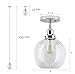Linea di Liara Primo Large Chrome Glass Globe Pendant Light Fixture Farmhouse Pendant Lighting for Kitchen Island Mid Century Modern Ceiling Light Clear Glass Shade, UL Listed