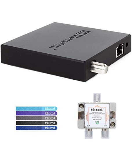SiliconDust HDHR5-4US HDHomeRun Connect Quatro Tuner (Renewed) Bundle with Blucoil 2-Way TV Coaxial Cable Splitter and 5-Pack of Reusable Cable Ties