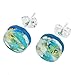 Glass Of Venice Murano Glass Venetian Reflections Round Stud Earrings - Aqua Gold