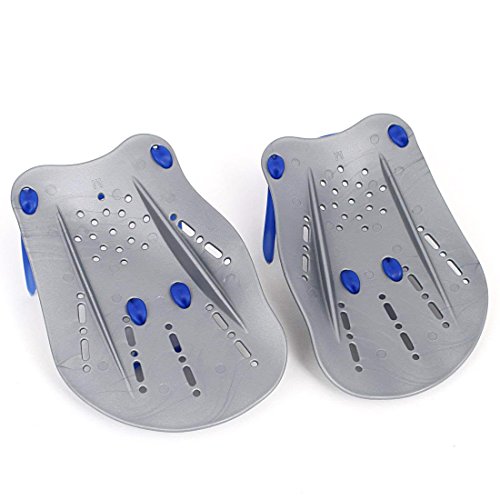 LDEXIN 1 Pair Swimming Training Hand Paddles Aid Webbed Hand Gloves Gray M (Gray M)