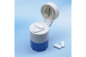 Pill Organizer with Pill Splitter Pill Cutter Daily Pill Box Cutter for Small or Large Pills, Cute Portable Medicine Case Vit