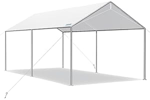 Quictent 10x15 ft Heavy Duty Car Canopy Galvanized Frame Carport Outdoor Party Tent Boat Shelter with 3 Reinforced Steel Cables - White
