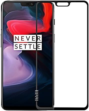 HUUH [1 Pack] OnePlus 6 screen protector, tempered glass screen protectors,9H Hardness,Oil-repellent coating,High transparency,99% high definition,0.26MM Thickness,5D Arc Edges (black)