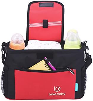 Stroller Organizer - Packable Baby Diaper Stroller Bag - Durable &amp; Inside Waterproof with Drink Cup Holder - Also Converts to Car Seat Back Organizer &amp; Shoulder Bag, Accessories and Food Storage Easy