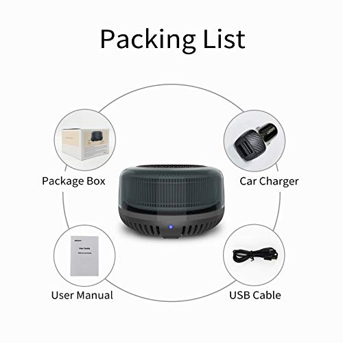 QUEENTY Air Purifier for Car, HEPA Car Air Purifier with Activated Carbon Filter, Mini Air Ionizer for Vehicles, Auto, Office and Small Space with Car Charger