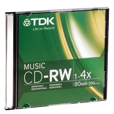 TDK Music 1X-4X 80-Min Digital-Audio CD-RW 10-Pak In Ultra-Slim Jewel Cases