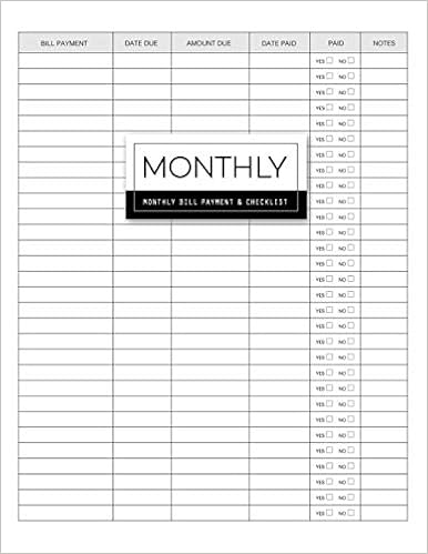 Amazon Com Monthly Bill Payment Checklist Expense Finance And Money Debt Tracker Or Financial Bill Organizer Planning Budgeting Record Budget Expense Planner 9781076075482 Robbie Maya Seven Books