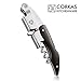 Wine Key - CORKAS Solid Wine Opener, Upgraded Double Hinged, Real Handcrafted Assemble Waiter Corkscrew with Foil Cutter and Bottle Opener, Compact and Heavy Duty with Real 430 Stainless Steel- Ebony