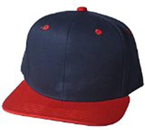 QML Premium Cotton Snapback Baseball Cap Solid and 2-Tones ( 33 Colors / Adjustable) (2 TONE, NAVY/RED)