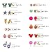 33 Pairs 18K Gold Plated Mixed Colorful CZ Earrings Flower Cute Animal Butterfly Mouse Heart Shape Star Lollipop Ladybug Faux Pearl Stud Earring Set New Year Christmas Gift for Girls Kids