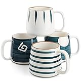 DEAYOU 4-Pack Porcelain Coffee Mugs, 17 Oz Ceramic