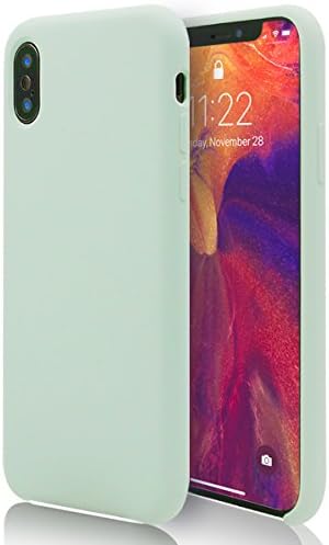 Mint iPhone X/10 Case MOJOKASE Anti-Shock Slim Matte Soft Touch Liquid Silicone Microfiber Lining, Wireless Charging Compatible Cover for Apple iPhone X (2017) Retail Packaging (Mojo Mint)
