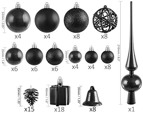 Brubaker-101-delige-set-kerstballen-met-boompiek-zwart-kerstboomversiering
