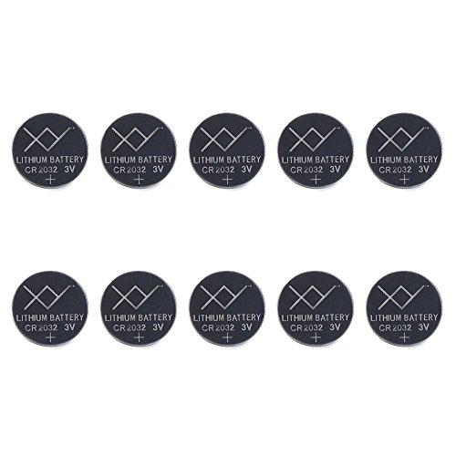CR2032 Battery (10 Pack) | 220mAh 3 Volt (3V) Lithium Button Cell Coin Battery | Watch Batteries for Key Fobs, Garage Door Opener, TV Remote, Motherboard, Bluetooth Finders and More | 10 Count