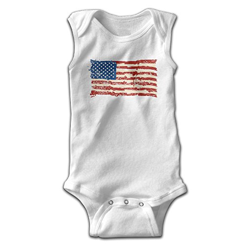 EVPOPC LVMI Distressed American Flag Infant Baby Clothes Sleeveless Bodysuit Romper Playsuit Outfits White