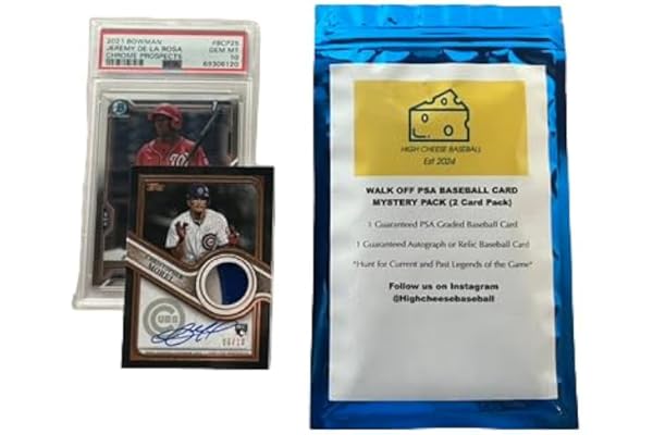 High Cheese Baseball Card Walk Off Mystery Pack, 2 Cards, 1 PSA Card, 1 Autograph or Relic