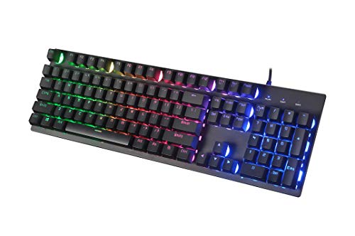 Gaming Keyboard - Ergonomic Design Mechanical Feeling Keyboard with Rainbow LED Backlit, Non-Slip and Spill-Resistant for Gaming and Working Gaming Keyboard - Ergonomic Design Mechanical Feeling Keyboard with Rainbow LED Backlit, Non-Slip and Spill-Resistant for Gaming and Working