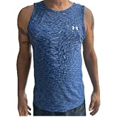 Under Armour Mens' Sleeveless Fitted Tank, Blue, Large, Blue/White