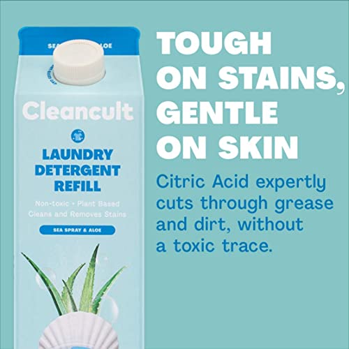Cleancult Liquid Laundry Detergent Refills, Sea Spray & Aloe, 32oz, 3