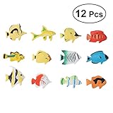 Pixnor Ocean Animal Tropical Fish Figure Model Preschool Kids Toy - 12 Pieces