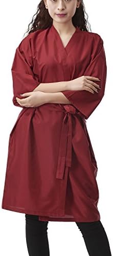 Colorfulife Salon Client Gown Robe Smock Kimono Hairdressing Overalls Cape Dress Beauty SPA Hotel Barber Guest Clothes Night-gown Wrap A002(Red)
