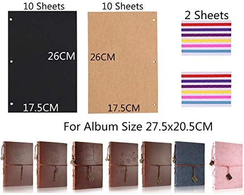 ThxMadam Scrapbooking Paper 26x17.5CM,10 Sheets Black Paper + 10 Sheets Kraft Paper Extra Refill Page for Scrapbook Photo Album Memory Book Notebook 10.82" x 8.07" (27.5 x 20.5CM) for Album Large - Image 3