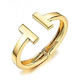 Fashion Bracelets Titanium Steel T Style Charm Uncompacted Bracelet for Women L6.69