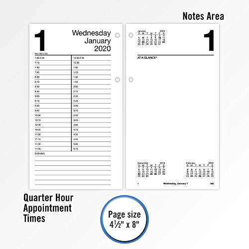 ATAGLANCE 2020 Daily Desk Calendar Refill, 41/2" x 8", Loose Leaf