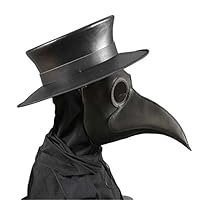 Anjoy Plague Doctor Mask Birds Long Nose Beak Faux Leather Steampunk Halloween Costume (Black)