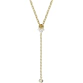 Drop Lariat Necklace for Women, MUSTHAVE 18K Gold Plated Dainty CZ Y Pendant Chain, Adjustable Minimalist Elegant Jewelry Gift, Drop CZ Necklace, Message Card, 16+2 inch Extender, Gift for Her (Yellow Gold)