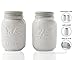 Vintage Mason Jar Salt & Pepper Shakers by Comfify - Adorable Decorative Mason Jar Decor for Vintage, Rustic, Shabby Chic Kitchens - Sturdy Ceramic in Aqua White